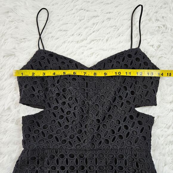 Revolve NICHOLAS Women's Black‎ Sleeveless Eyelet Side Cutout Midi Dress. Size 2 - Picture 6 of 9
